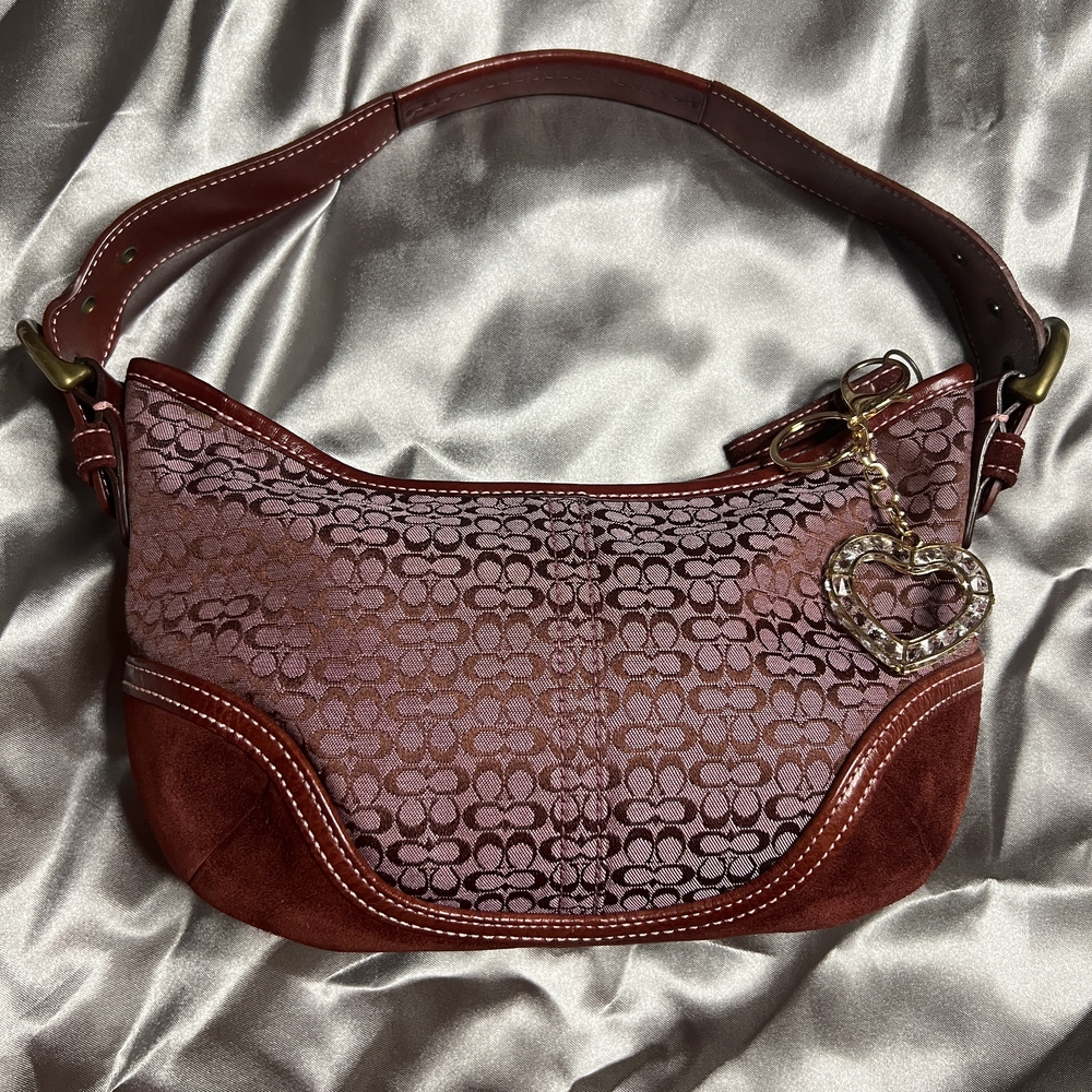 Coach Burgundy and Pink Shoulder Bag